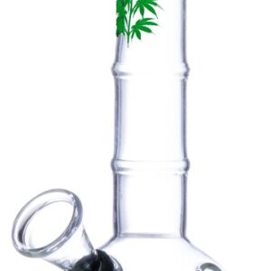 2633-glass pipe with ball and green leaves