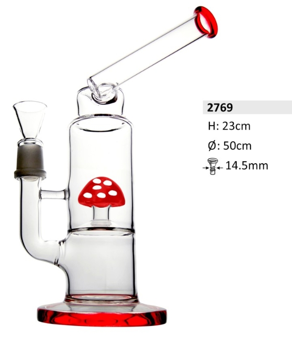 2769-glass bong red mushroom 2769-glass bong red mushroom